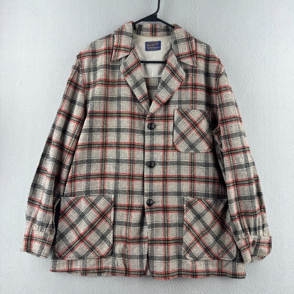 Vintage 60s Pendleton Jacket Mens Large Plaid Wool Sport Coat 49er Flaws